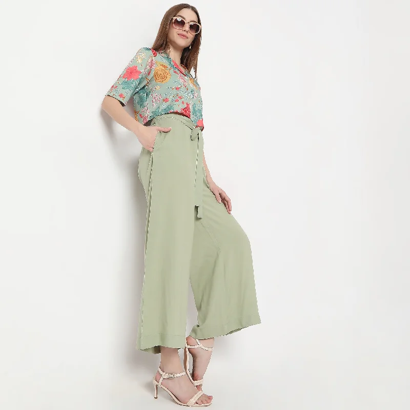 Evening Looks Flare Fit Ankle Length Palazzos