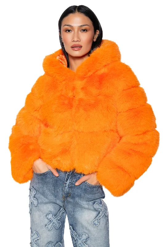 Trendy Street Style Attire AVI FAUX FOX FUR COAT