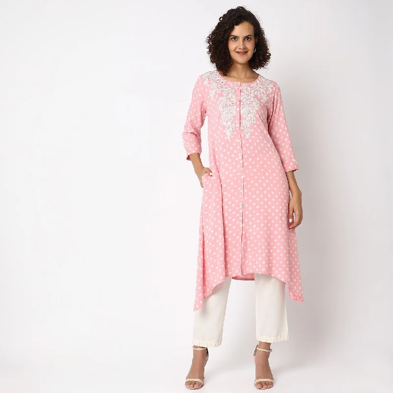 Brand Name Clothing Discount Extravaganza Flare Fit Printed Kurta