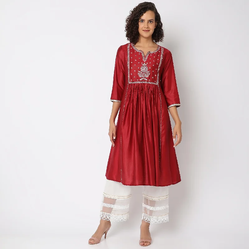 Don't Miss Out Flare Fit Embroidered Kurta