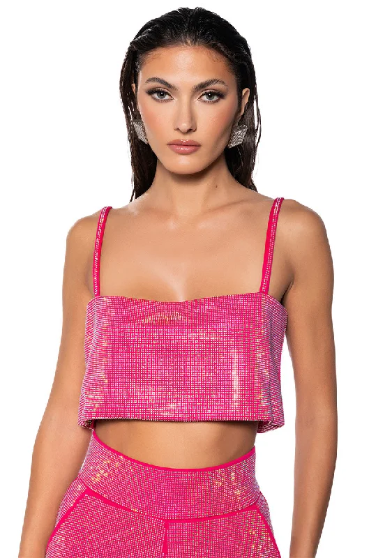 Online Impressions Boutique CENTER OF ATTENTION RHINESTONE TOP IN PINK