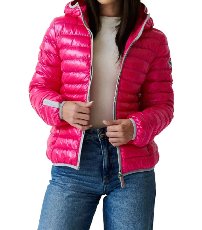 Hot Picks Vegan Down Hooded Jacket In Flash Pink