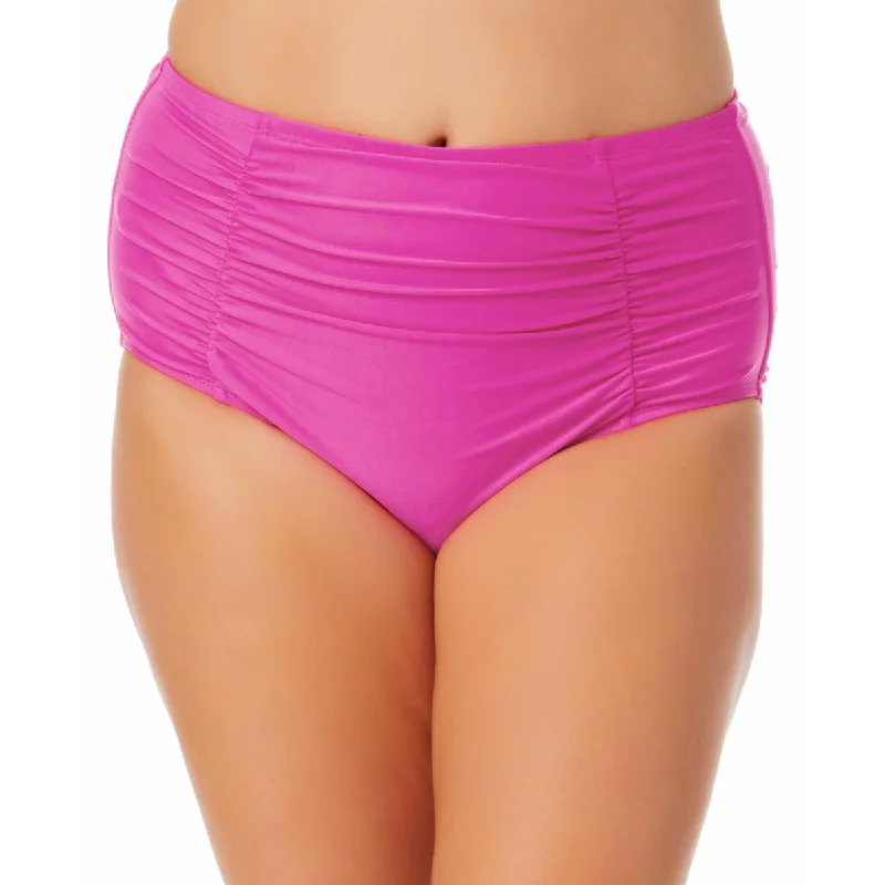 Unleash Your Style Plus Womens Solid High-Waist Swim Bottom Separates