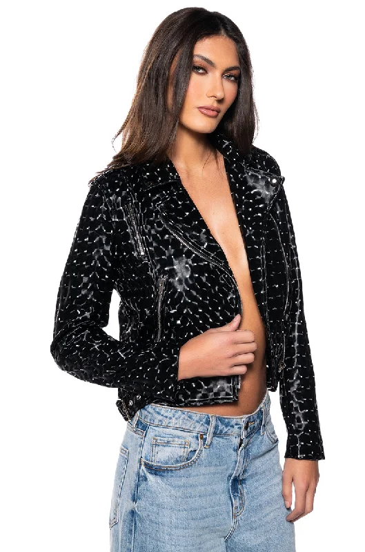 Trendy Women’s Outfits for Casual Wear RIO HOLOGRAPHIC PU MOTO JACKET