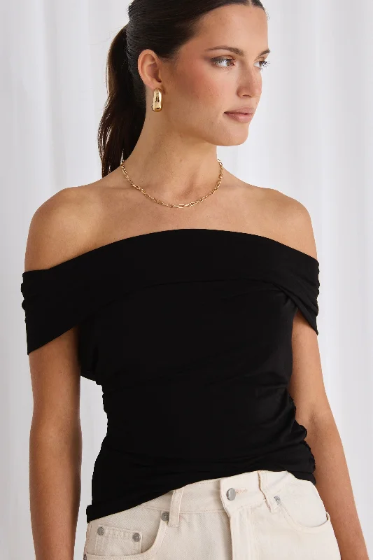 Exclusive Discount Nightlife Black Stretch Off Shoulder Top