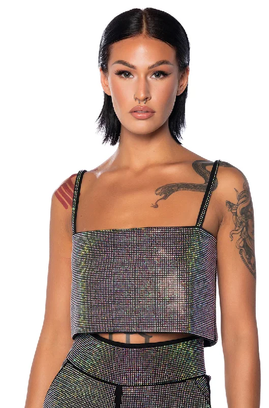 Chic & Cozy Collection POP STAR HOT FIX RECTANGLE CROP TOP