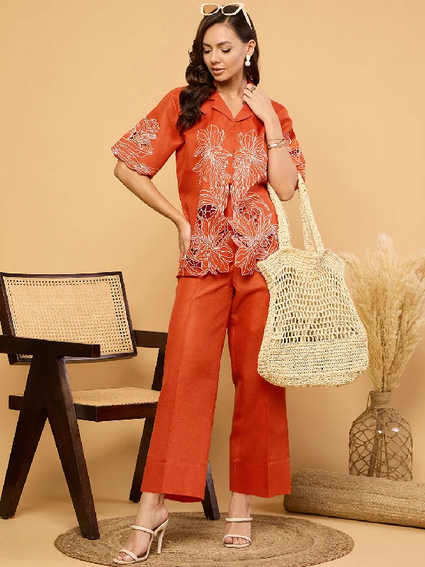 Quality Wear Linen Embroidered Cutwork Coord Set