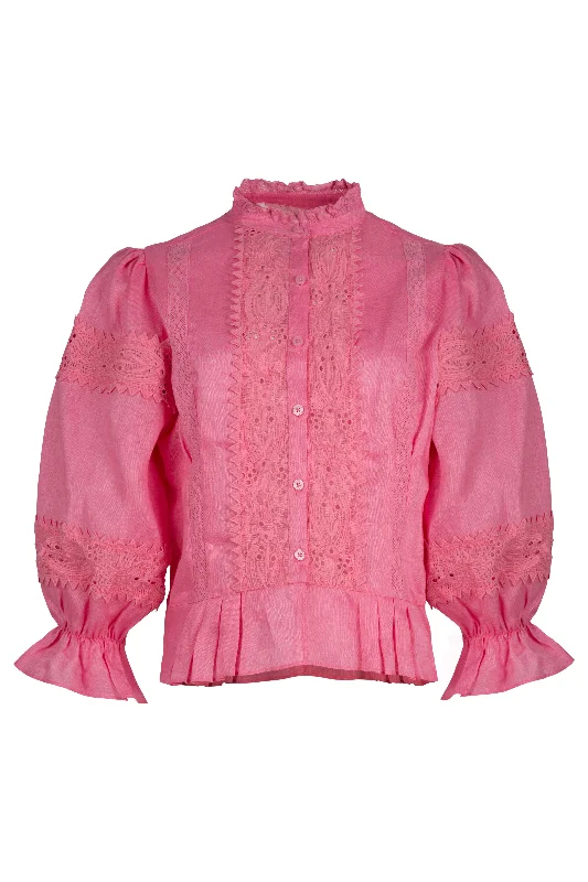 Chic Style In Lace You Didnt Know Pink Cotton Poplin Shirt