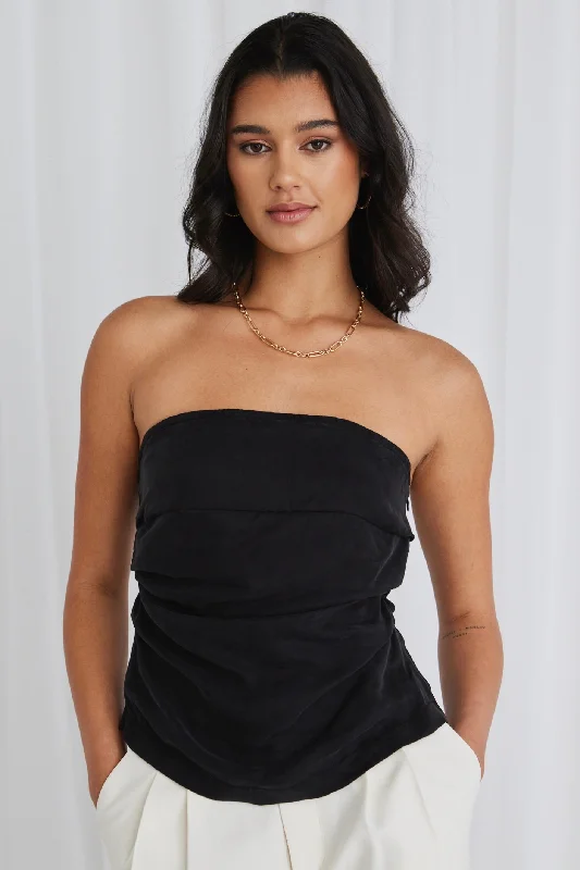 Elevate Your Wardrobe Observation Black Cupro Strapless Top