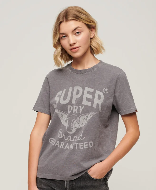 Elegant Style Archive Kiss Print Relaxed T-Shirt | Rock Dark Grey Slub