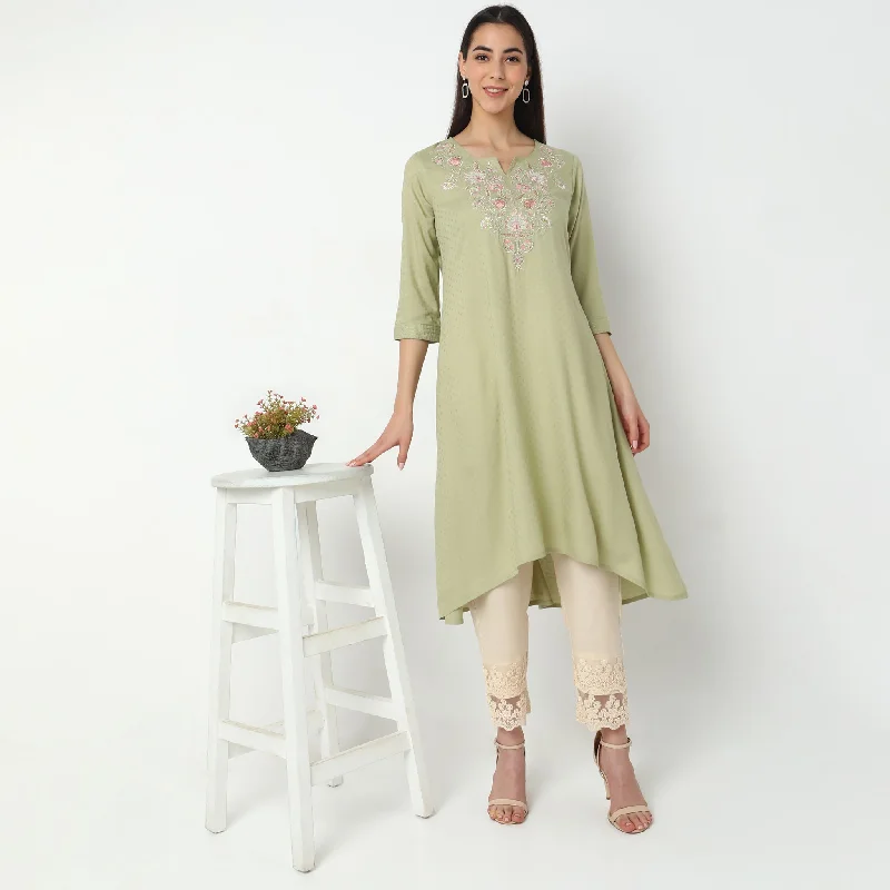 Limited Styles Flare Fit Embroidered Kurta