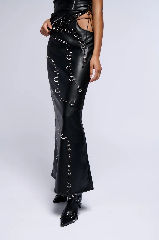 Clothes For Sale ASTIN PIERCED FAUX LEATHER MAXI SKIRT