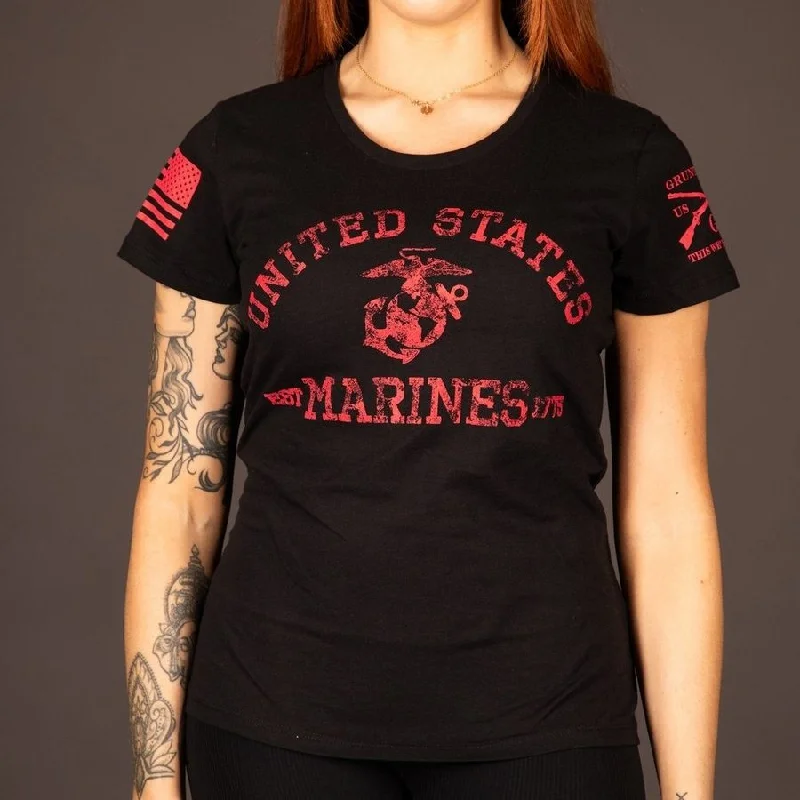 Attire Sale USMC - Women's Est. 1775 T-Shirt - Black