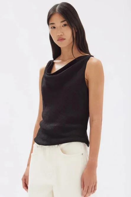 Women's Fashion Hotspots Reign Black Textured Top