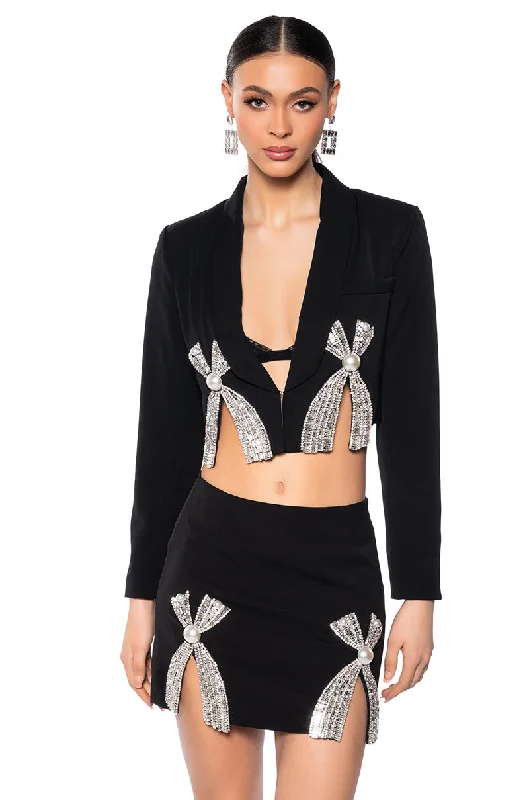 Find Your Unique Flair KATY EMBELLISHED CROPPED BLAZER